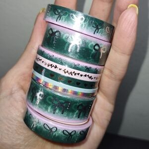 Simply Gilded Washi Tape - Green/Pink w/ Silver and Gold Foil